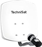 TechniSat DIGIDISH 33 – Satelliten-Schüssel für 1 Teilnehmer (33 cm kleine Sat Anlage - Komplettset mit Wandhalterung und Satfinder V/H-LNB) weiß