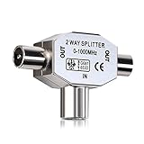 kwmobile Antennen Verteiler Splitter - 0-1000 MHz - 2X Koax Stecker für DVB-T/BK - T-Adapter Verteiler für analoges und digitales Kabelfernsehen