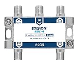 EDISION SDC-4 SAT-Verteiler Splitter 4-Fach geignet für TV, Satellit, Kabel-Fernseher, Radio, Unicable, Frequenzbereich 5-2400Mhz, DVB-S2, DVB-T2, DVB-C, DC Durchgang, 4-Wege