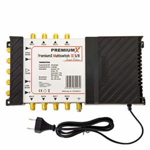 PremiumX PMSE 5-8 Multischalter mit Netzteil Second Edition Multiswitch 1 SAT für 8 Teilnehmer Satverteiler Digital HDTV FullHD 4K UHD 8K