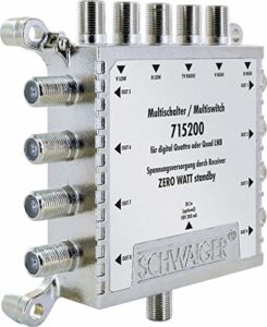 SCHWAIGER -5200- Multischalter 5 -> 8 / Verteilt 1 SAT-Signal auf 8 Teilnehmer/SAT-Verteiler/SAT-Splitter mit externem Netzteil/digital Multiswitch/in Kombination mit einem Quad oder Quattro LNB