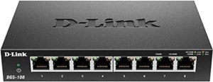 D-Link DGS-108 8-Port Layer2 Gigabit Switch (bis zu 2000 Mbit/s Datenübertragung pro Port, Non-Blocking-Architektur, lüfterlos, Metallgehäuse) schwarz